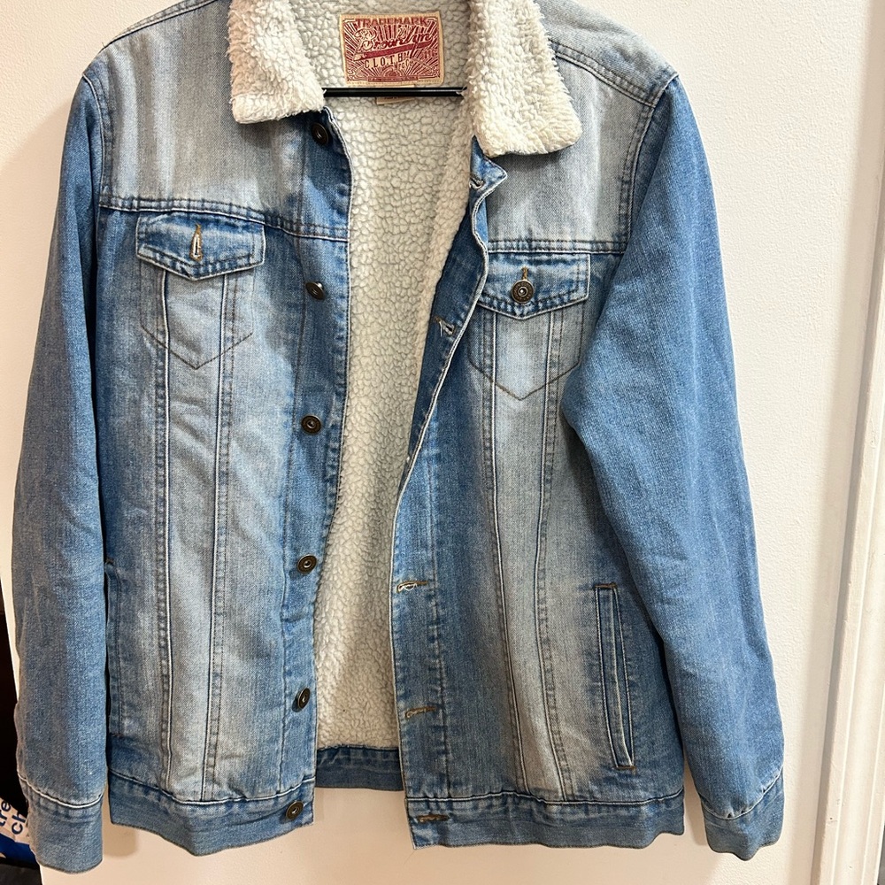 Brooklyn Cloth Light Blue Denim Jacket with Cream Sherpa Lining